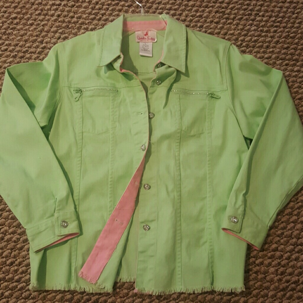 Bling Lime Green Jean Jacket - Picture 2 of 4